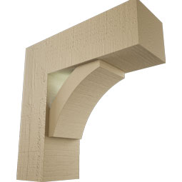Ekena Millwork - BKTUR0554X16X16THR05RCPR - Timberthane Faux Wood Thorton Style Bracket w/ Offset Brace, Block Ends, 5 1/2"W x 16"D x 16"H, Primed Tan