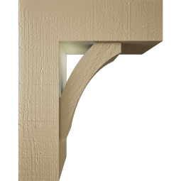 Ekena Millwork - BKTUR0554X16X20THR05RCPR - Timberthane Faux Wood Thorton Style Bracket w/ Offset Brace, Block Ends, 5 1/2"W x 16"D x 20"H, Primed Tan