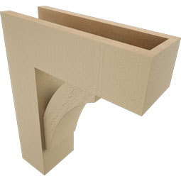 Ekena Millwork - BKTUR0554X16X20THR05RCPR - Timberthane Faux Wood Thorton Style Bracket w/ Offset Brace, Block Ends, 5 1/2"W x 16"D x 20"H, Primed Tan