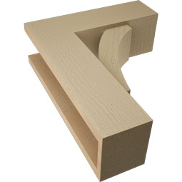 Ekena Millwork - BKTUR0554X16X20THR05RCPR - Timberthane Faux Wood Thorton Style Bracket w/ Offset Brace, Block Ends, 5 1/2"W x 16"D x 20"H, Primed Tan
