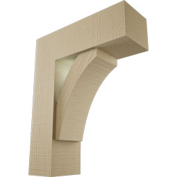 Ekena Millwork - BKTUR0554X16X20THR05RCPR - Timberthane Faux Wood Thorton Style Bracket w/ Offset Brace, Block Ends, 5 1/2"W x 16"D x 20"H, Primed Tan