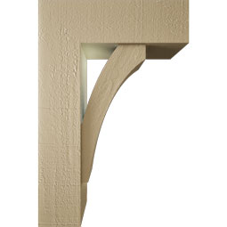 Ekena Millwork - BKTUR0554X16X24THR05RCPR - Timberthane Faux Wood Thorton Style Bracket w/ Offset Brace, Block Ends, 5 1/2"W x 16"D x 24"H, Primed Tan