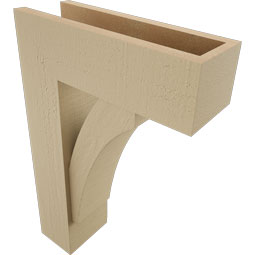 Ekena Millwork - BKTUR0554X16X24THR05RCPR - Timberthane Faux Wood Thorton Style Bracket w/ Offset Brace, Block Ends, 5 1/2"W x 16"D x 24"H, Primed Tan