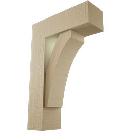 Ekena Millwork - BKTUR0554X16X24THR05RCPR - Timberthane Faux Wood Thorton Style Bracket w/ Offset Brace, Block Ends, 5 1/2"W x 16"D x 24"H, Primed Tan