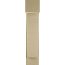 Ekena Millwork - BKTUR0554X16X28THR05RCPR - Timberthane Faux Wood Thorton Style Bracket w/ Offset Brace, Block Ends, 5 1/2"W x 16"D x 28"H, Primed Tan