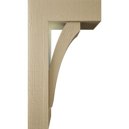 Ekena Millwork - BKTUR0554X16X28THR05RCPR - Timberthane Faux Wood Thorton Style Bracket w/ Offset Brace, Block Ends, 5 1/2"W x 16"D x 28"H, Primed Tan