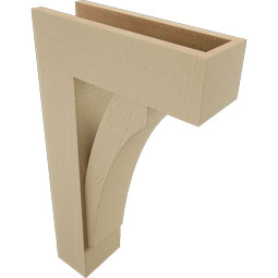 Ekena Millwork - BKTUR0554X16X28THR05RCPR - Timberthane Faux Wood Thorton Style Bracket w/ Offset Brace, Block Ends, 5 1/2"W x 16"D x 28"H, Primed Tan