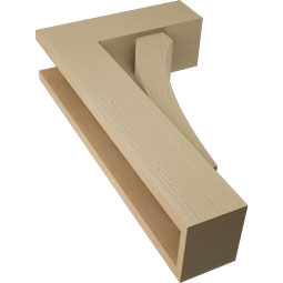 Ekena Millwork - BKTUR0554X16X28THR05RCPR - Timberthane Faux Wood Thorton Style Bracket w/ Offset Brace, Block Ends, 5 1/2"W x 16"D x 28"H, Primed Tan