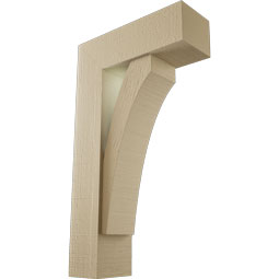 Ekena Millwork - BKTUR0554X16X28THR05RCPR - Timberthane Faux Wood Thorton Style Bracket w/ Offset Brace, Block Ends, 5 1/2"W x 16"D x 28"H, Primed Tan
