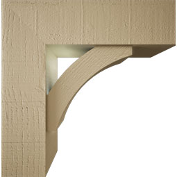 Ekena Millwork - BKTUR0554X18X18THR05RCPR - Timberthane Faux Wood Thorton Style Bracket w/ Offset Brace, Block Ends, 5 1/2"W x 18"D x 18"H, Primed Tan