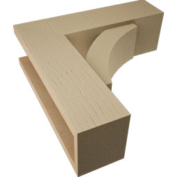 Ekena Millwork - BKTUR0554X18X18THR05RCPR - Timberthane Faux Wood Thorton Style Bracket w/ Offset Brace, Block Ends, 5 1/2"W x 18"D x 18"H, Primed Tan