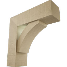Ekena Millwork - BKTUR0554X18X18THR05RCPR - Timberthane Faux Wood Thorton Style Bracket w/ Offset Brace, Block Ends, 5 1/2"W x 18"D x 18"H, Primed Tan