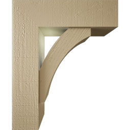 Ekena Millwork - BKTUR0554X18X22THR05RCPR - Timberthane Faux Wood Thorton Style Bracket w/ Offset Brace, Block Ends, 5 1/2"W x 18"D x 22"H, Primed Tan