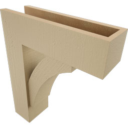 Ekena Millwork - BKTUR0554X18X22THR05RCPR - Timberthane Faux Wood Thorton Style Bracket w/ Offset Brace, Block Ends, 5 1/2"W x 18"D x 22"H, Primed Tan