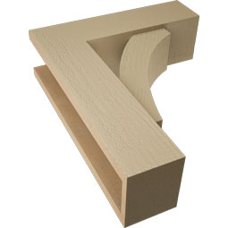 Ekena Millwork - BKTUR0554X18X22THR05RCPR - Timberthane Faux Wood Thorton Style Bracket w/ Offset Brace, Block Ends, 5 1/2"W x 18"D x 22"H, Primed Tan