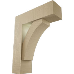 Ekena Millwork - BKTUR0554X18X22THR05RCPR - Timberthane Faux Wood Thorton Style Bracket w/ Offset Brace, Block Ends, 5 1/2"W x 18"D x 22"H, Primed Tan