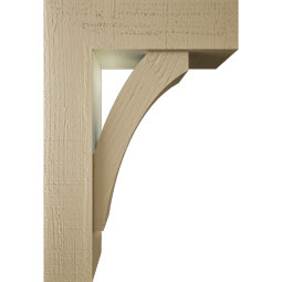 Ekena Millwork - BKTUR0554X18X26THR05RCPR - Timberthane Faux Wood Thorton Style Bracket w/ Offset Brace, Block Ends, 5 1/2"W x 18"D x 26"H, Primed Tan