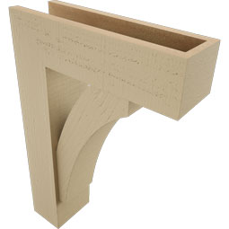 Ekena Millwork - BKTUR0554X18X26THR05RCPR - Timberthane Faux Wood Thorton Style Bracket w/ Offset Brace, Block Ends, 5 1/2"W x 18"D x 26"H, Primed Tan