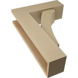 Ekena Millwork - BKTUR0554X18X26THR05RCPR - Timberthane Faux Wood Thorton Style Bracket w/ Offset Brace, Block Ends, 5 1/2"W x 18"D x 26"H, Primed Tan