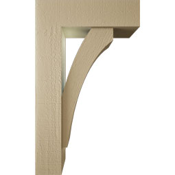 Ekena Millwork - BKTUR0554X18X30THR05RCPR - Timberthane Faux Wood Thorton Style Bracket w/ Offset Brace, Block Ends, 5 1/2"W x 18"D x 30"H, Primed Tan