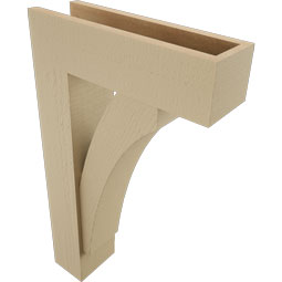 Ekena Millwork - BKTUR0554X18X30THR05RCPR - Timberthane Faux Wood Thorton Style Bracket w/ Offset Brace, Block Ends, 5 1/2"W x 18"D x 30"H, Primed Tan