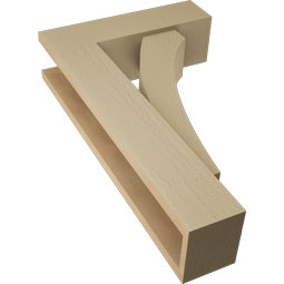 Ekena Millwork - BKTUR0554X18X30THR05RCPR - Timberthane Faux Wood Thorton Style Bracket w/ Offset Brace, Block Ends, 5 1/2"W x 18"D x 30"H, Primed Tan