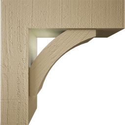 Ekena Millwork - BKTUR0554X20X20THR05RCPR - Timberthane Faux Wood Thorton Style Bracket w/ Offset Brace, Block Ends, 5 1/2"W x 20"D x 20"H, Primed Tan