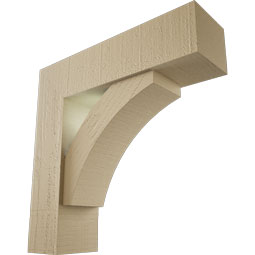 Ekena Millwork - BKTUR0554X20X20THR05RCPR - Timberthane Faux Wood Thorton Style Bracket w/ Offset Brace, Block Ends, 5 1/2"W x 20"D x 20"H, Primed Tan