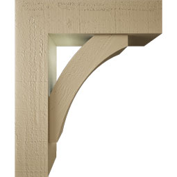 Ekena Millwork - BKTUR0554X20X24THR05RCPR - Timberthane Faux Wood Thorton Style Bracket w/ Offset Brace, Block Ends, 5 1/2"W x 20"D x 24"H, Primed Tan