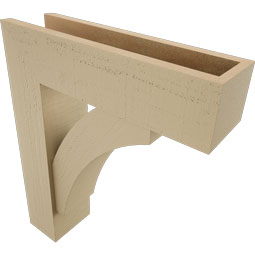 Ekena Millwork - BKTUR0554X20X24THR05RCPR - Timberthane Faux Wood Thorton Style Bracket w/ Offset Brace, Block Ends, 5 1/2"W x 20"D x 24"H, Primed Tan