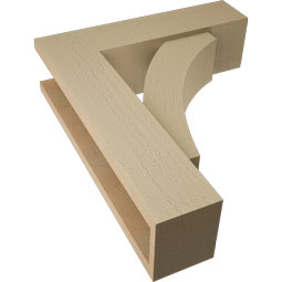 Ekena Millwork - BKTUR0554X20X24THR05RCPR - Timberthane Faux Wood Thorton Style Bracket w/ Offset Brace, Block Ends, 5 1/2"W x 20"D x 24"H, Primed Tan