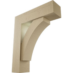 Ekena Millwork - BKTUR0554X20X24THR05RCPR - Timberthane Faux Wood Thorton Style Bracket w/ Offset Brace, Block Ends, 5 1/2"W x 20"D x 24"H, Primed Tan