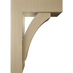 Ekena Millwork - BKTUR0554X20X28THR05RCPR - Timberthane Faux Wood Thorton Style Bracket w/ Offset Brace, Block Ends, 5 1/2"W x 20"D x 28"H, Primed Tan