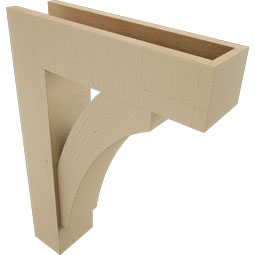 Ekena Millwork - BKTUR0554X20X28THR05RCPR - Timberthane Faux Wood Thorton Style Bracket w/ Offset Brace, Block Ends, 5 1/2"W x 20"D x 28"H, Primed Tan