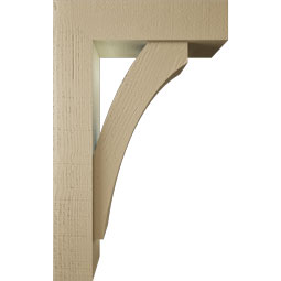Ekena Millwork - BKTUR0554X20X32THR05RCPR - Timberthane Faux Wood Thorton Style Bracket w/ Offset Brace, Block Ends, 5 1/2"W x 20"D x 32"H, Primed Tan