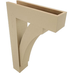 Ekena Millwork - BKTUR0554X20X32THR05RCPR - Timberthane Faux Wood Thorton Style Bracket w/ Offset Brace, Block Ends, 5 1/2"W x 20"D x 32"H, Primed Tan