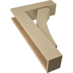 Ekena Millwork - BKTUR0554X20X32THR05RCPR - Timberthane Faux Wood Thorton Style Bracket w/ Offset Brace, Block Ends, 5 1/2"W x 20"D x 32"H, Primed Tan