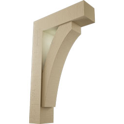 Ekena Millwork - BKTUR0554X20X32THR05RCPR - Timberthane Faux Wood Thorton Style Bracket w/ Offset Brace, Block Ends, 5 1/2"W x 20"D x 32"H, Primed Tan