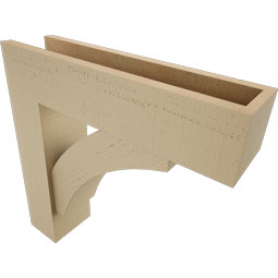 Ekena Millwork - BKTUR0554X22X22THR05RCPR - Timberthane Faux Wood Thorton Style Bracket w/ Offset Brace, Block Ends, 5 1/2"W x 22"D x 22"H, Primed Tan