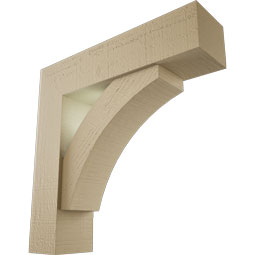 Ekena Millwork - BKTUR0554X22X22THR05RCPR - Timberthane Faux Wood Thorton Style Bracket w/ Offset Brace, Block Ends, 5 1/2"W x 22"D x 22"H, Primed Tan