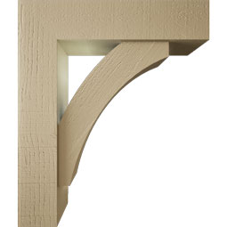 Ekena Millwork - BKTUR0554X22X26THR05RCPR - Timberthane Faux Wood Thorton Style Bracket w/ Offset Brace, Block Ends, 5 1/2"W x 22"D x 26"H, Primed Tan