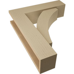 Ekena Millwork - BKTUR0554X22X26THR05RCPR - Timberthane Faux Wood Thorton Style Bracket w/ Offset Brace, Block Ends, 5 1/2"W x 22"D x 26"H, Primed Tan