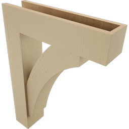 Ekena Millwork - BKTUR0554X22X30THR05RCPR - Timberthane Faux Wood Thorton Style Bracket w/ Offset Brace, Block Ends, 5 1/2"W x 22"D x 30"H, Primed Tan