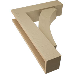 Ekena Millwork - BKTUR0554X22X30THR05RCPR - Timberthane Faux Wood Thorton Style Bracket w/ Offset Brace, Block Ends, 5 1/2"W x 22"D x 30"H, Primed Tan