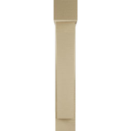 Ekena Millwork - BKTUR0554X22X34THR05RCPR - Timberthane Faux Wood Thorton Style Bracket w/ Offset Brace, Block Ends, 5 1/2"W x 22"D x 34"H, Primed Tan