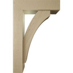 Ekena Millwork - BKTUR0554X22X34THR05RCPR - Timberthane Faux Wood Thorton Style Bracket w/ Offset Brace, Block Ends, 5 1/2"W x 22"D x 34"H, Primed Tan
