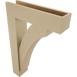 Ekena Millwork - BKTUR0554X22X34THR05RCPR - Timberthane Faux Wood Thorton Style Bracket w/ Offset Brace, Block Ends, 5 1/2"W x 22"D x 34"H, Primed Tan