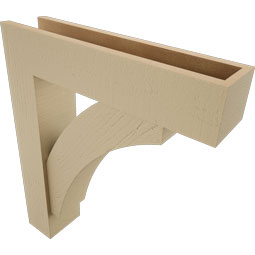 Ekena Millwork - BKTUR0554X24X28THR05RCPR - Timberthane Faux Wood Thorton Style Bracket w/ Offset Brace, Block Ends, 5 1/2"W x 24"D x 28"H, Primed Tan