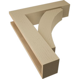 Ekena Millwork - BKTUR0554X24X28THR05RCPR - Timberthane Faux Wood Thorton Style Bracket w/ Offset Brace, Block Ends, 5 1/2"W x 24"D x 28"H, Primed Tan