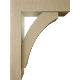 Ekena Millwork - BKTUR0554X24X32THR05RCPR - Timberthane Faux Wood Thorton Style Bracket w/ Offset Brace, Block Ends, 5 1/2"W x 24"D x 32"H, Primed Tan